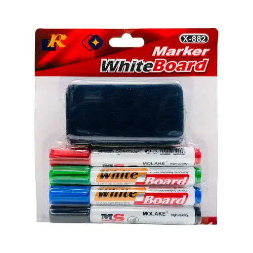 WHITEBOARD MARKER 4S+ERASER 1CARD 