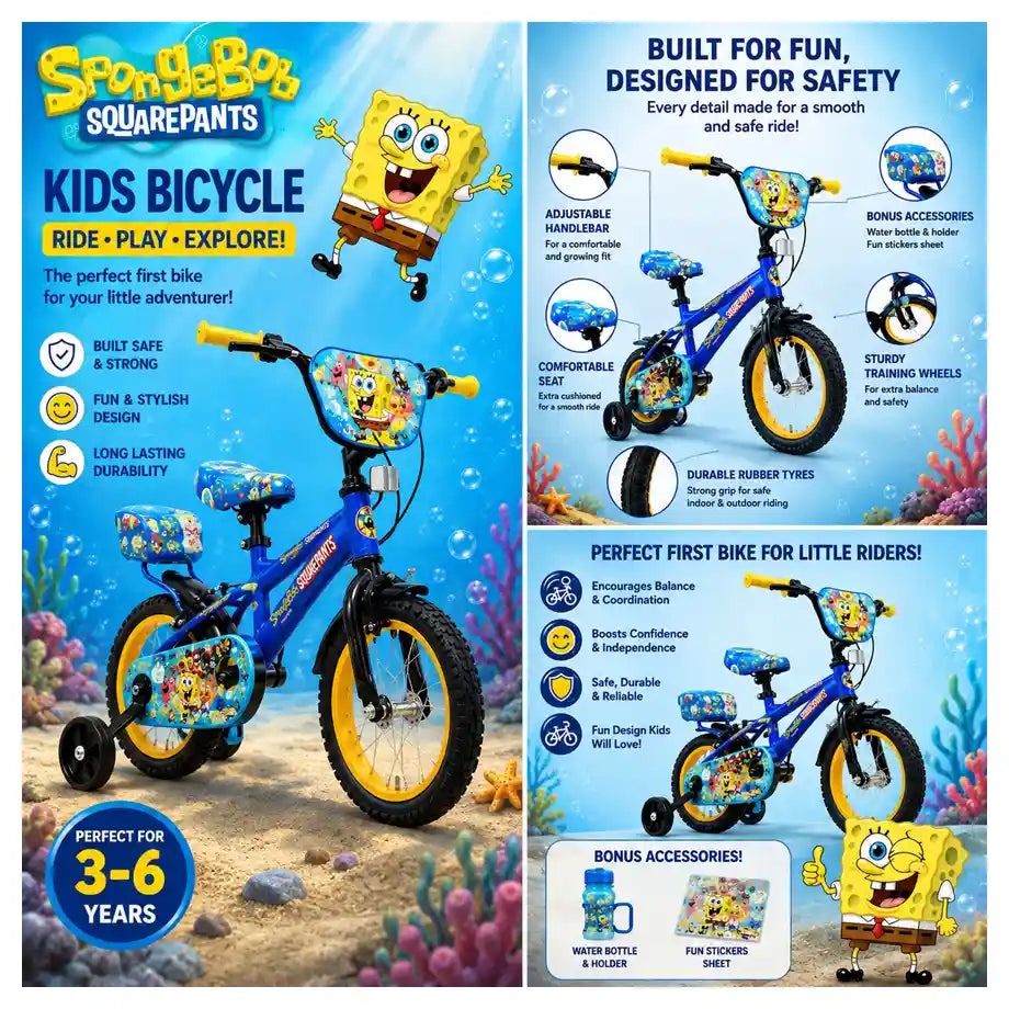 RYD 16 INCH BIKE W/DIY SPONGEBOB DECO SET
