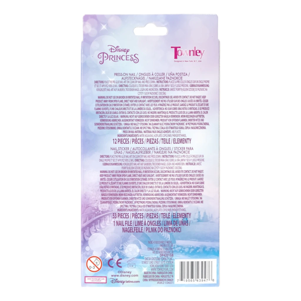 Disney Princess 66-Piece Press-On Nail & Sticker Set – Townley