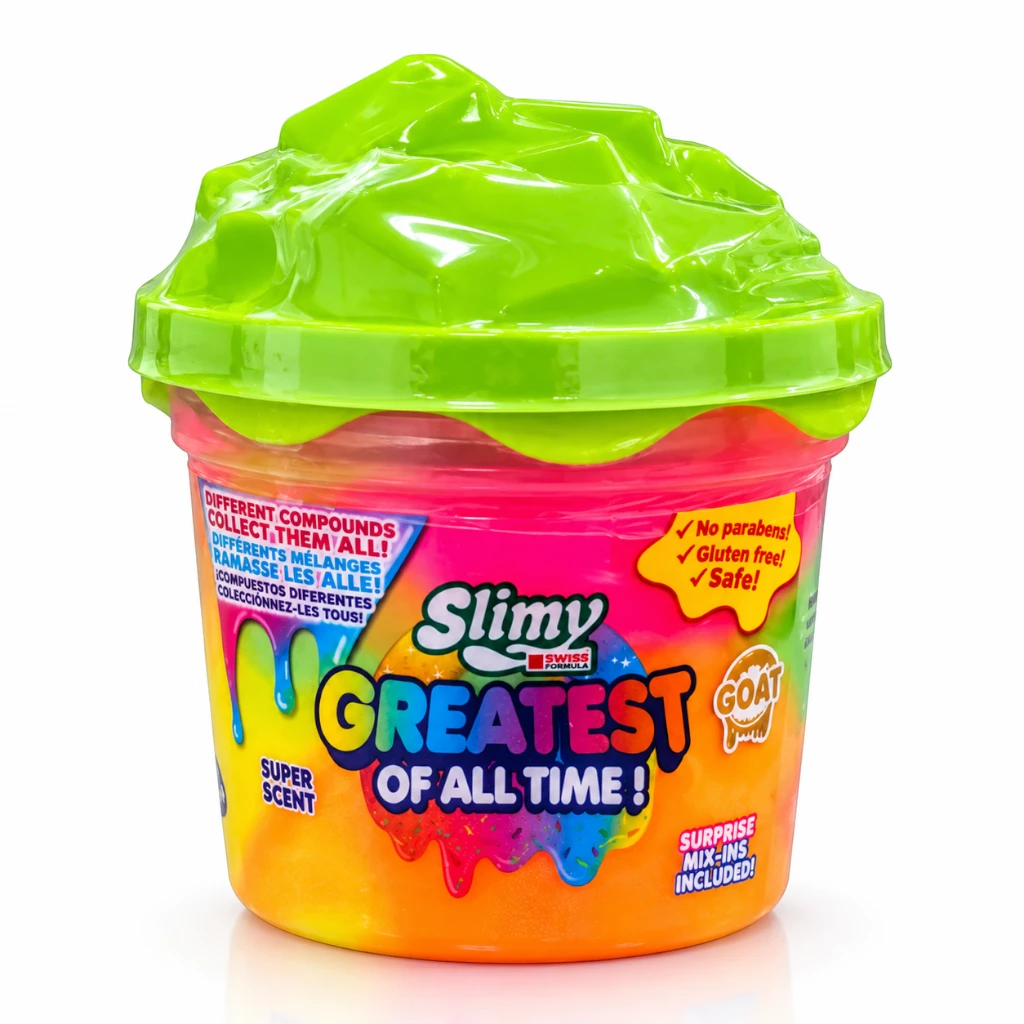 SLIMY – Greatest of All Time (GOAT) Slime with Surprise Mix-Ins – Neon Green & Orange