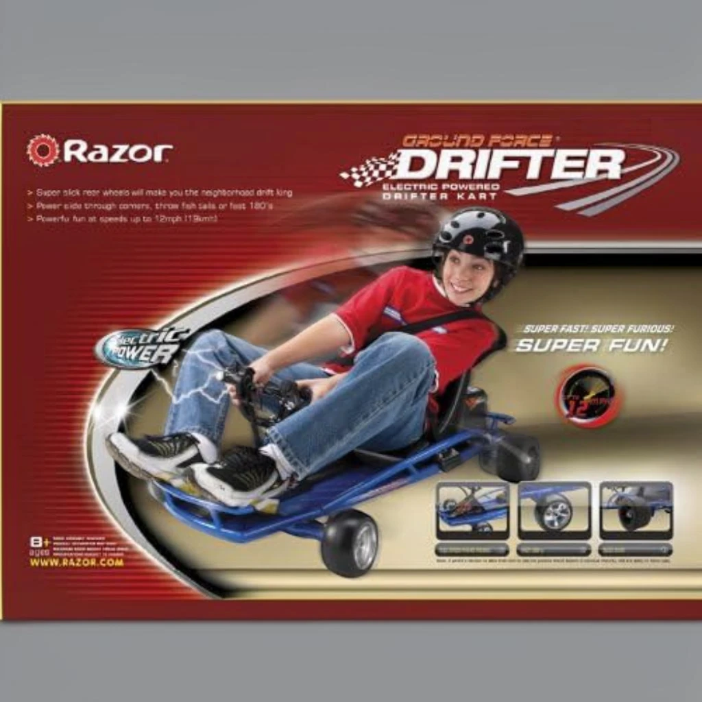 RAZOR GROUND FORCE DRIFTER ELECTRIC GO-KART — BLACK/BLUE (19 KM/H)