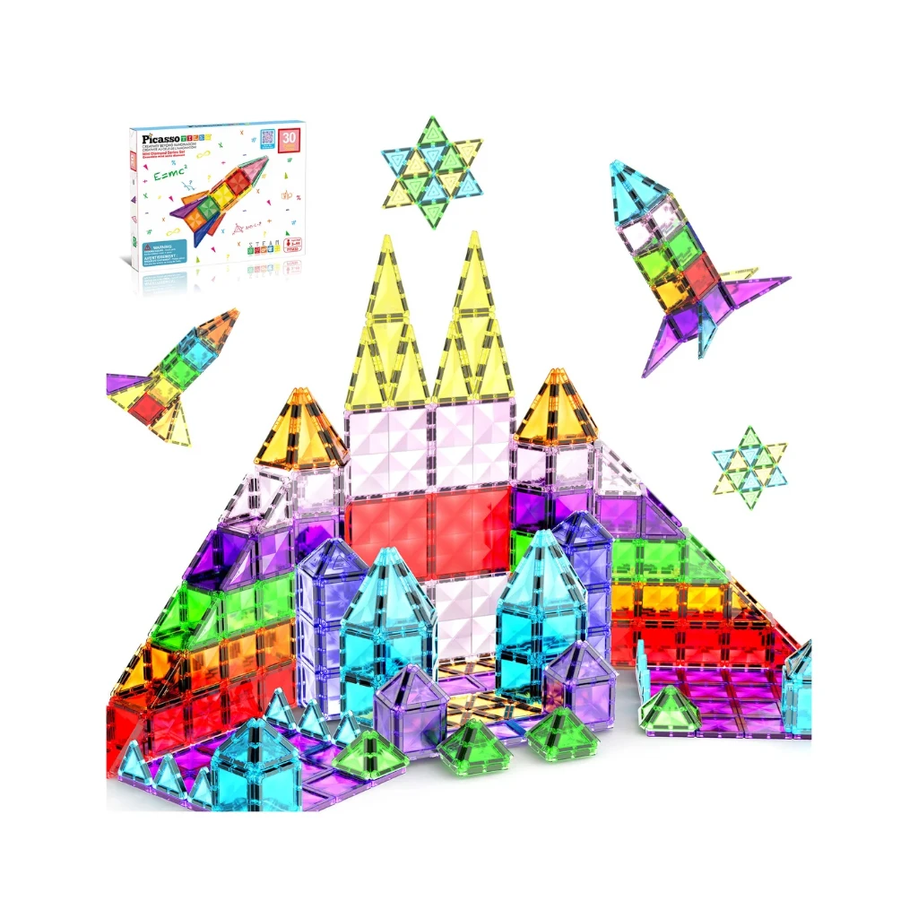 PICASSOTILES — MINI DIAMOND SERIES: ROCKET 30-PIECE MAGNETIC BUILDING SET