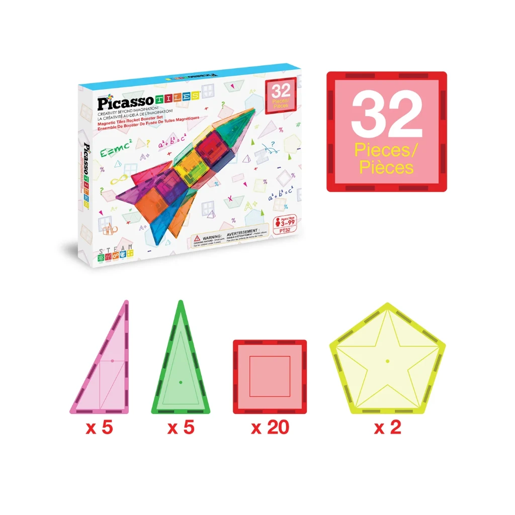 PICASSOTILES — MAGNETIC ROCKET BOOSTER THEME SET (32 PIECES)