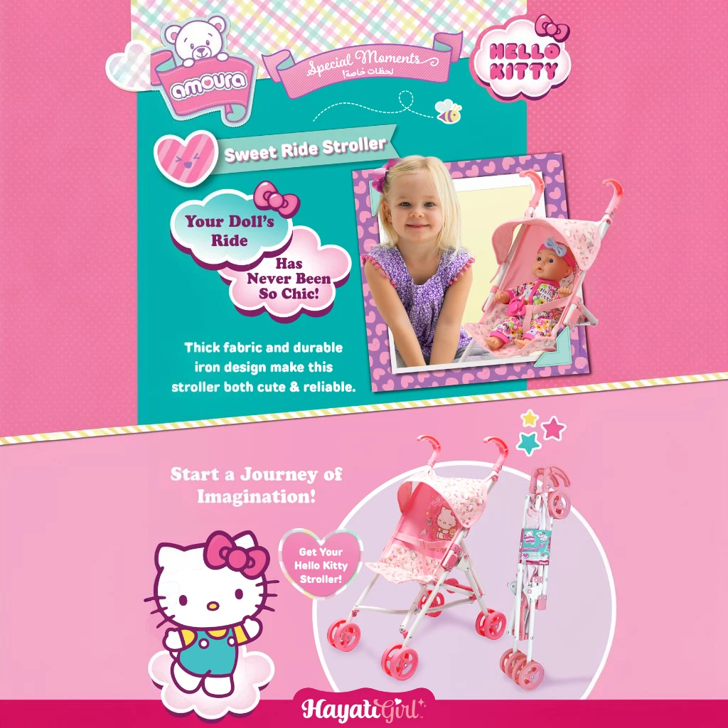 HELLO KITTY — AMOURA DOLL STROLLER (AGES 3+)