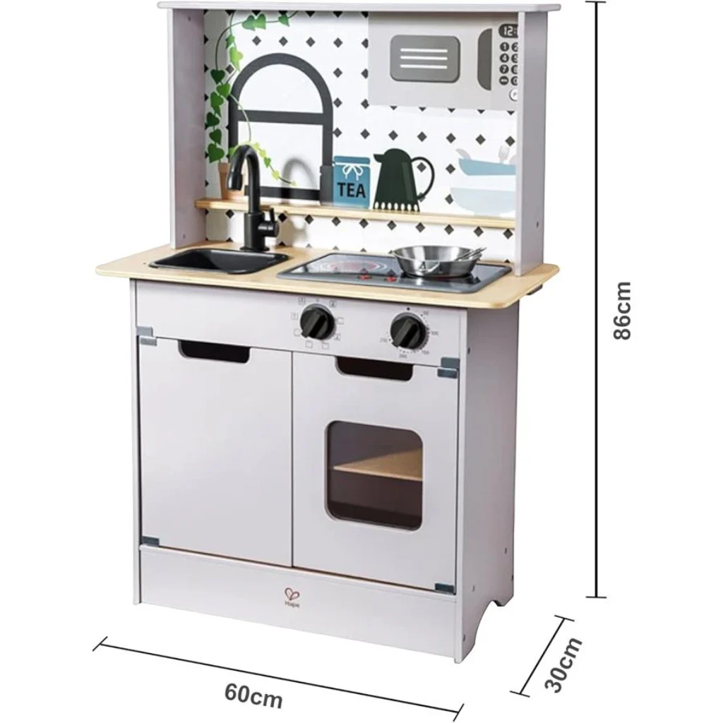 Hape Light & Sound Play Kitchen – Wooden Kitchen Playset with Pan & Spatula
