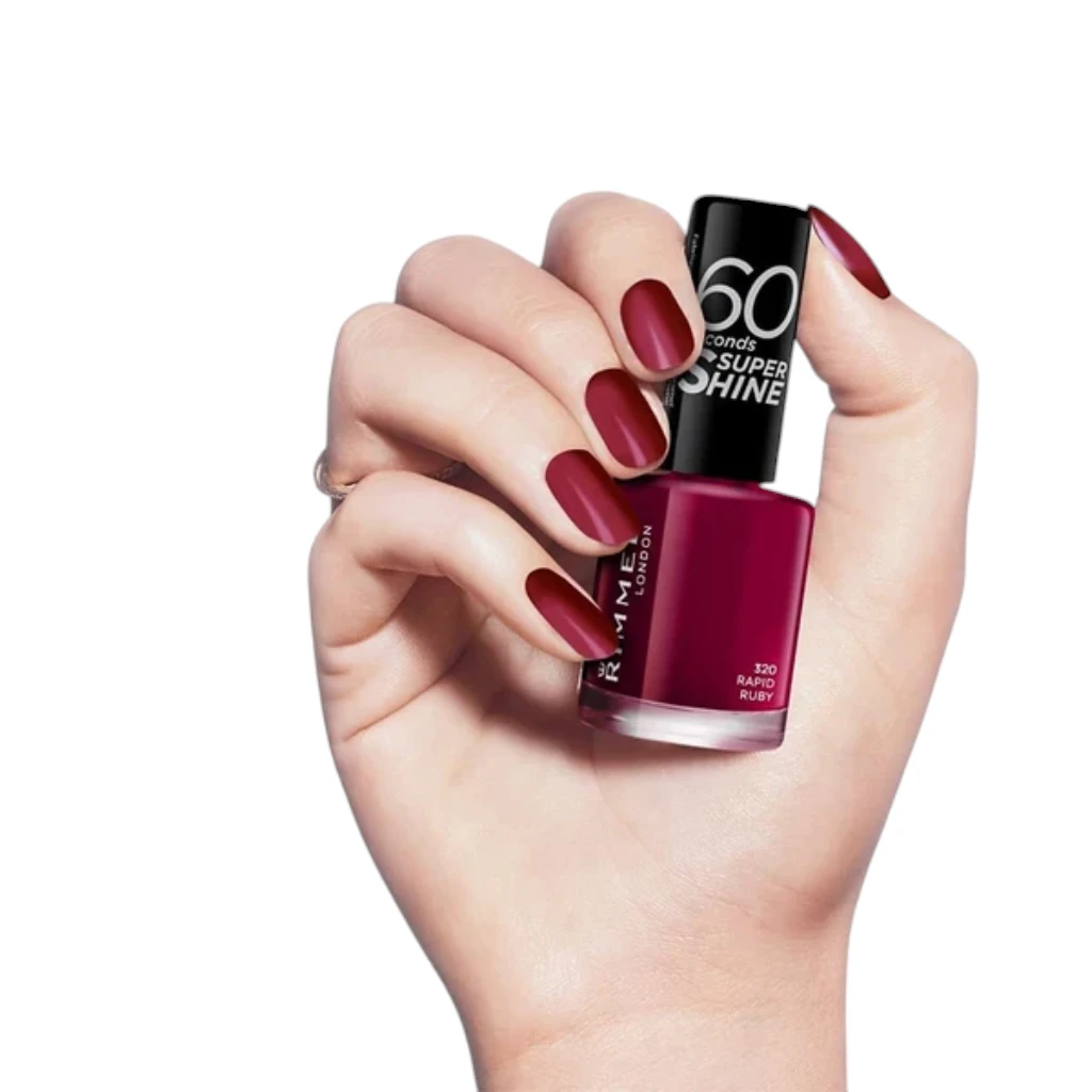 Rimmel London 60 Seconds Super Shine Nail Polish - 320 Rapid Ruby (8 ml)