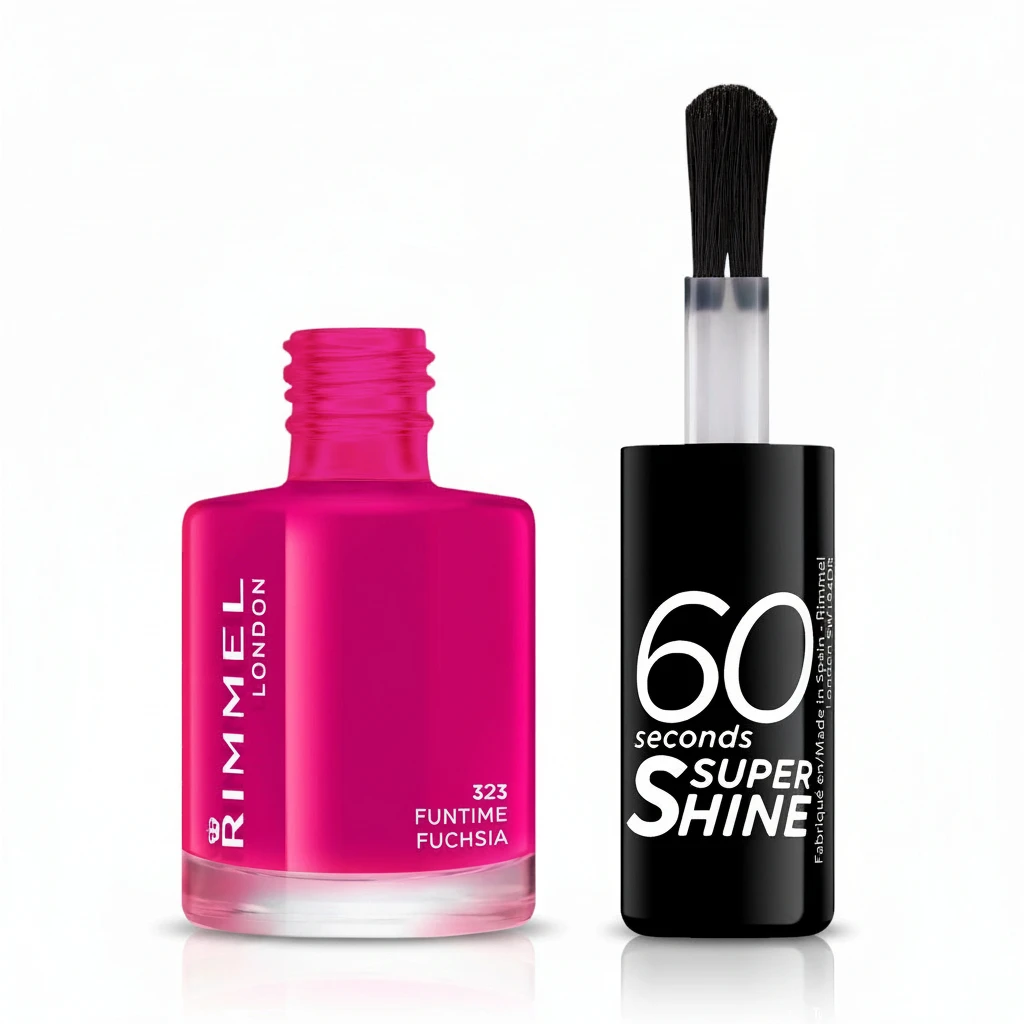 Rimmel London 60 Seconds Super Shine Nail Polish - 323 Funtime Fuchsia (8 ml)