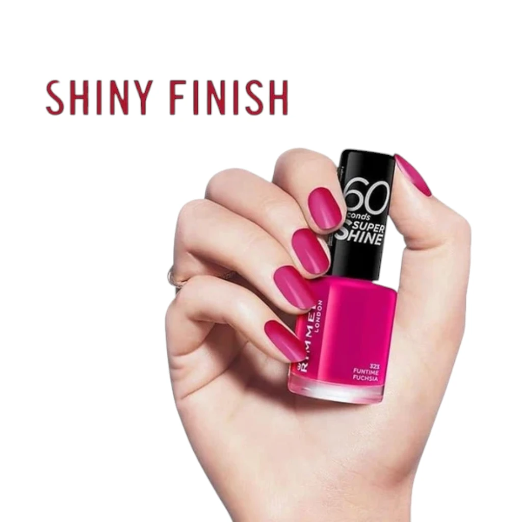 Rimmel London 60 Seconds Super Shine Nail Polish - 323 Funtime Fuchsia (8 ml)