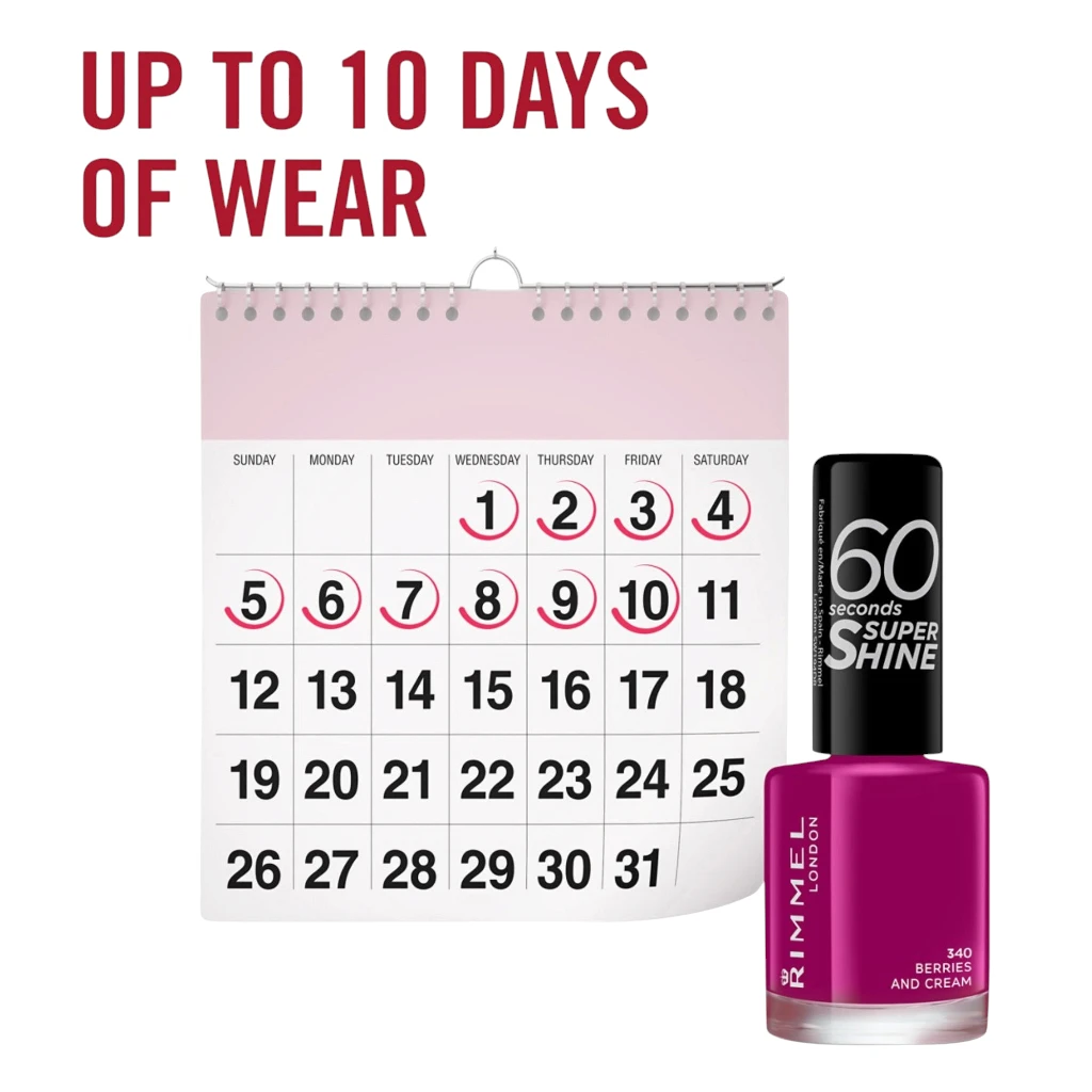 Rimmel London 60 Seconds Super Shine Nail Polish - 340 Berries and Cream (8 ml)