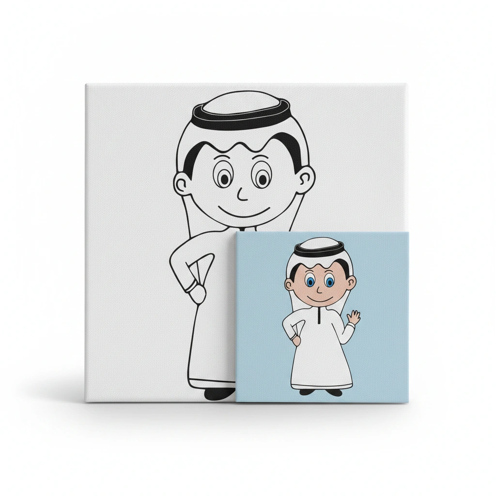 Printed Canvas Square Shape Art Kit — 15*15Cm 1Pc (Boy)