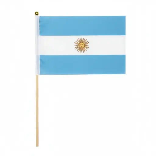 Argentina Flag W/Wooden Stick 14*21Cm
