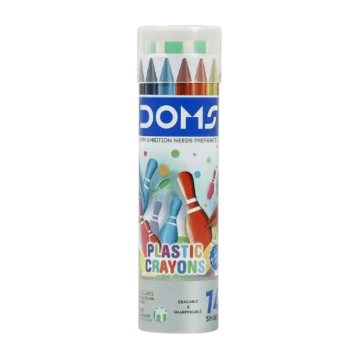 Doms Plastic Crayons Erasable & Sharpenable14 Shades 110mm
