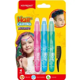 Keyroad Metallic Hair Crayons 3+1 comb
