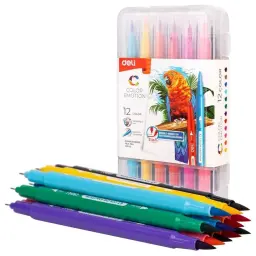 Deli Washable Brush Tip Felt Pen 12Pcs Pk