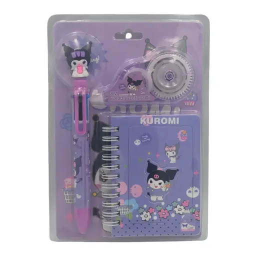 Kuromi spiral notebook with correction pen ,Correction tape.10 x 8cm