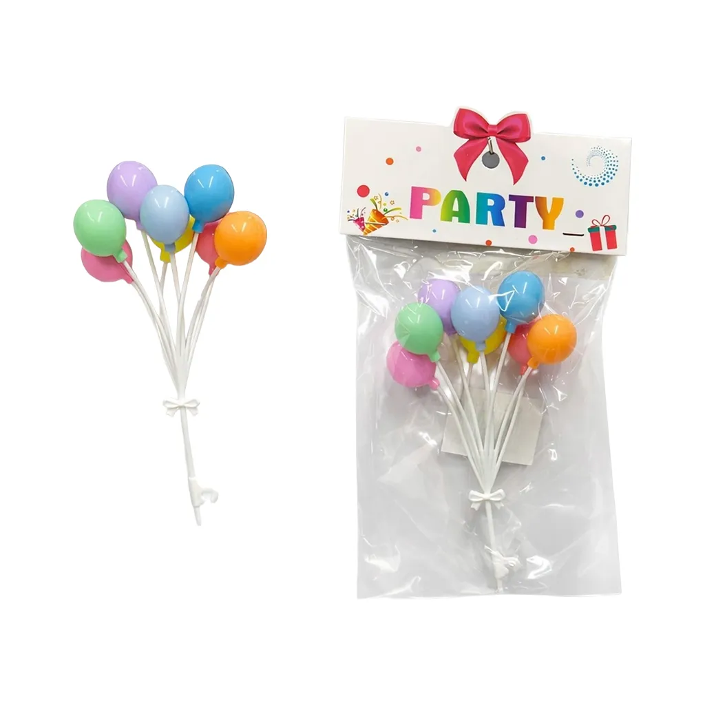Cake Topper Faux Colorful Balls 8 PCS