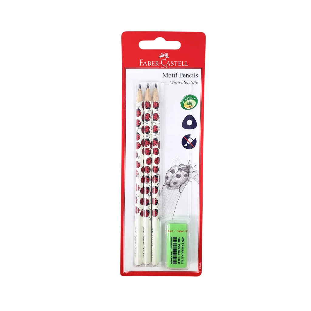 FABER-CASTELL BLISTER OF 3PC TRIANGULAR PENCIL LADY BIRD MOTIF