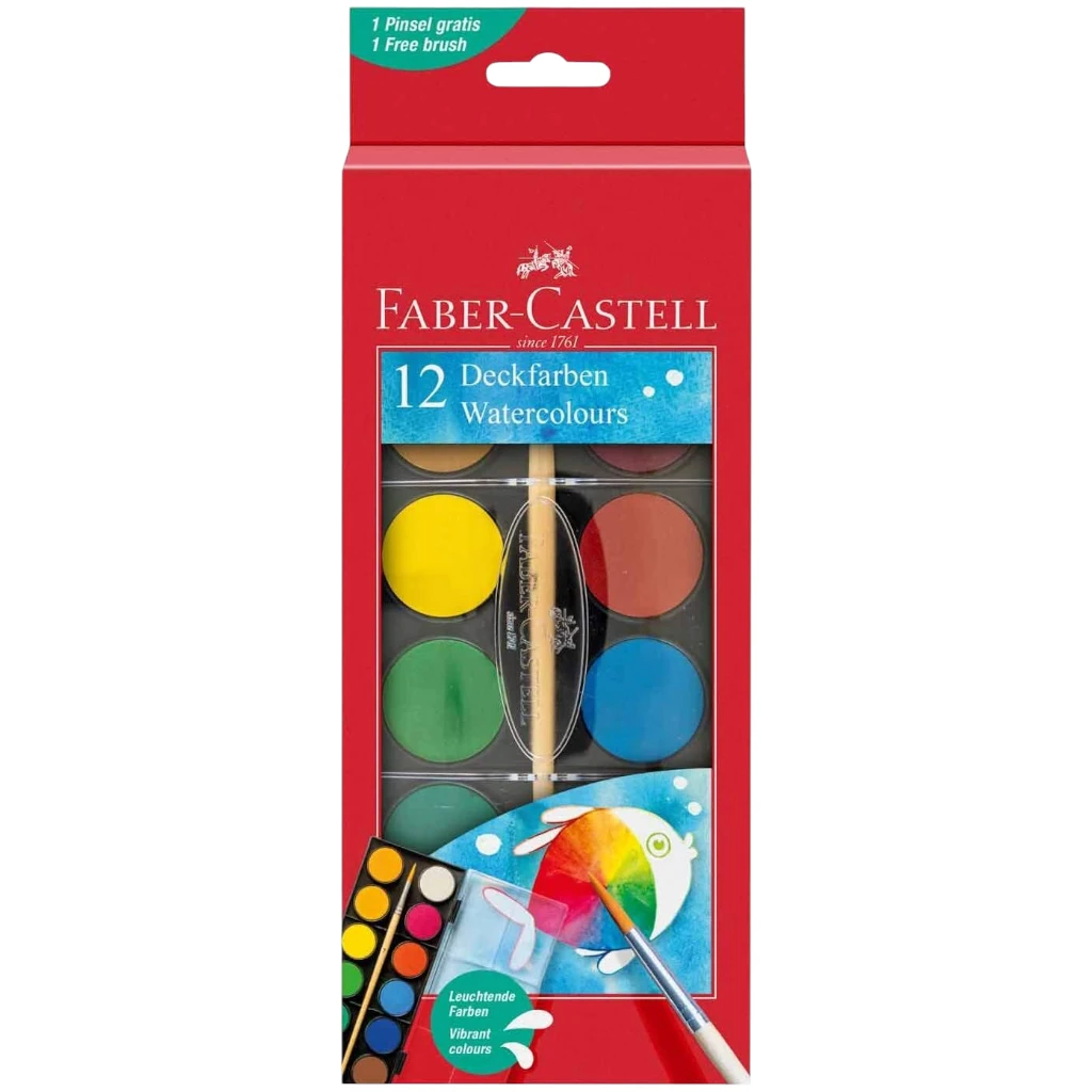 FABER-CASTELL WATERCOLORS 12 COLOR 30MM