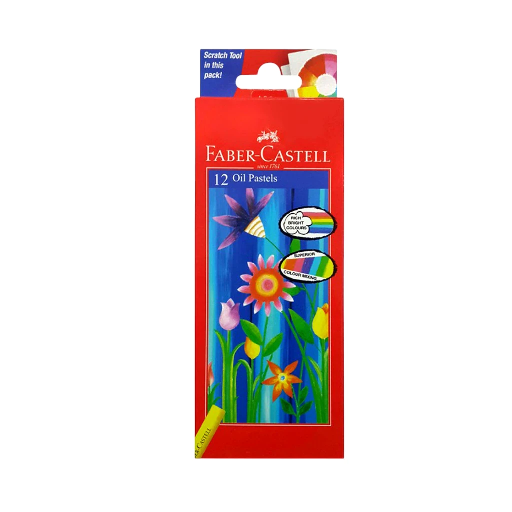 FABER-CASTELL OIL PASTELS 12 COLOR 60MM ROUND