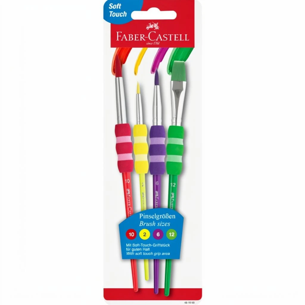 Faber Castell GRIP PAINT BRUSHES RND/FLT 4PC (2,6,10,12)