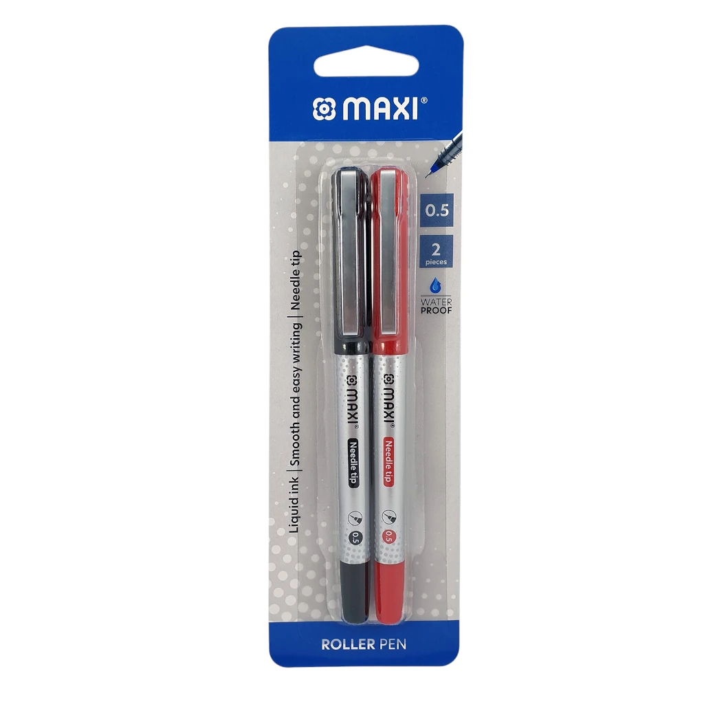 MAXI ROLLER PEN 0.5MM NEEDLE TIP BLISTER OF 2PC