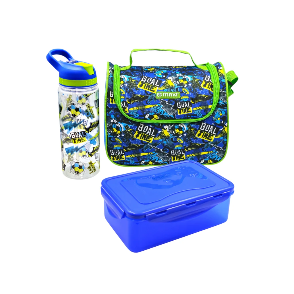 MAXI LUNCH BAG+LUNCH BOX+WATER BOTTLE BLUE - MX-LBS-B