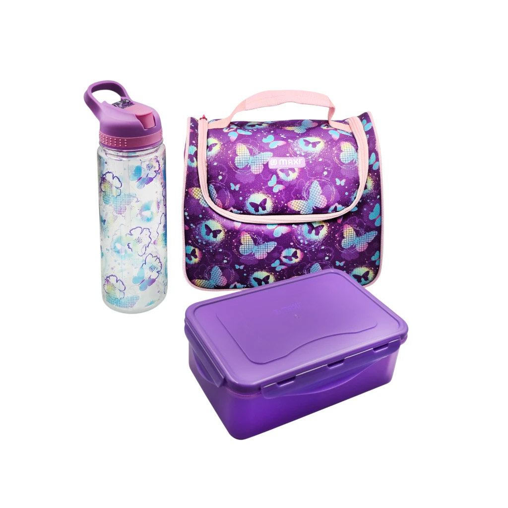MAXI LUNCH BAG+LUNCH BOX+WATER BOTTLE PURPLE - MX-LBS-PL