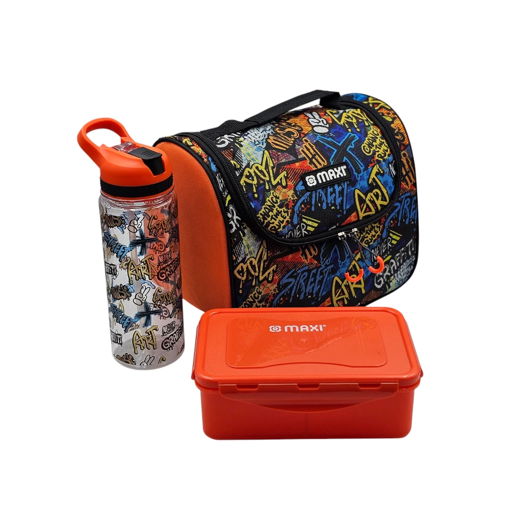 MAXI LUNCH BAG+LUNCH BOX+WATER BOTTLE ORANGE - MX-LBS-O