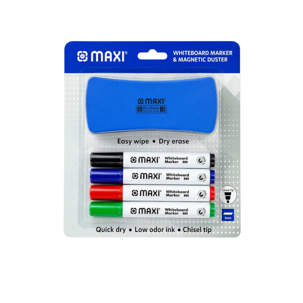 MAXI WHITEBOARD MARKER SET WITH DUSTER