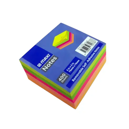 MAXI STICKY NOTES 75X75MM 4X100 PASTEL COL 400SH