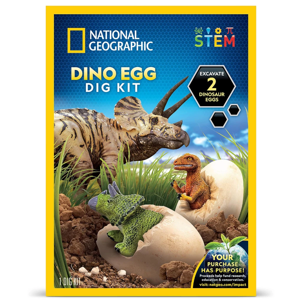 NATIONAL GEOGRAPHIC Dino Egg Dig Kit – Excavate 2 Dinosaur Eggs
