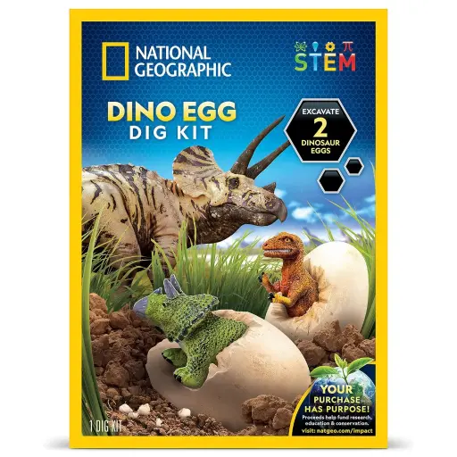NATIONAL GEOGRAPHIC Dino Egg Dig Kit – Excavate 2 Dinosaur Eggs