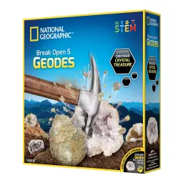 NATIONAL GEOGRAPHIC Break Open 5 Geodes – Real Crystal & Geology STEM Science Kit