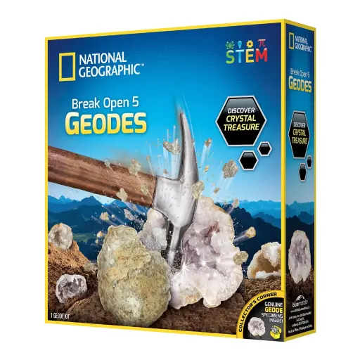 NATIONAL GEOGRAPHIC Break Open 5 Geodes – Real Crystal & Geology STEM Science Kit