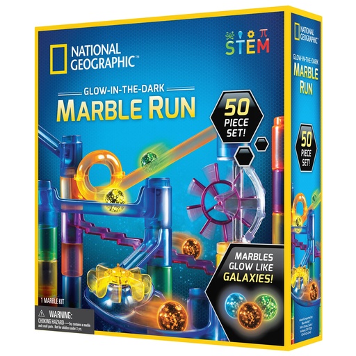 NATIONAL GEOGRAPHIC Glow-in-the-Dark Marble Run – 50 Pieces