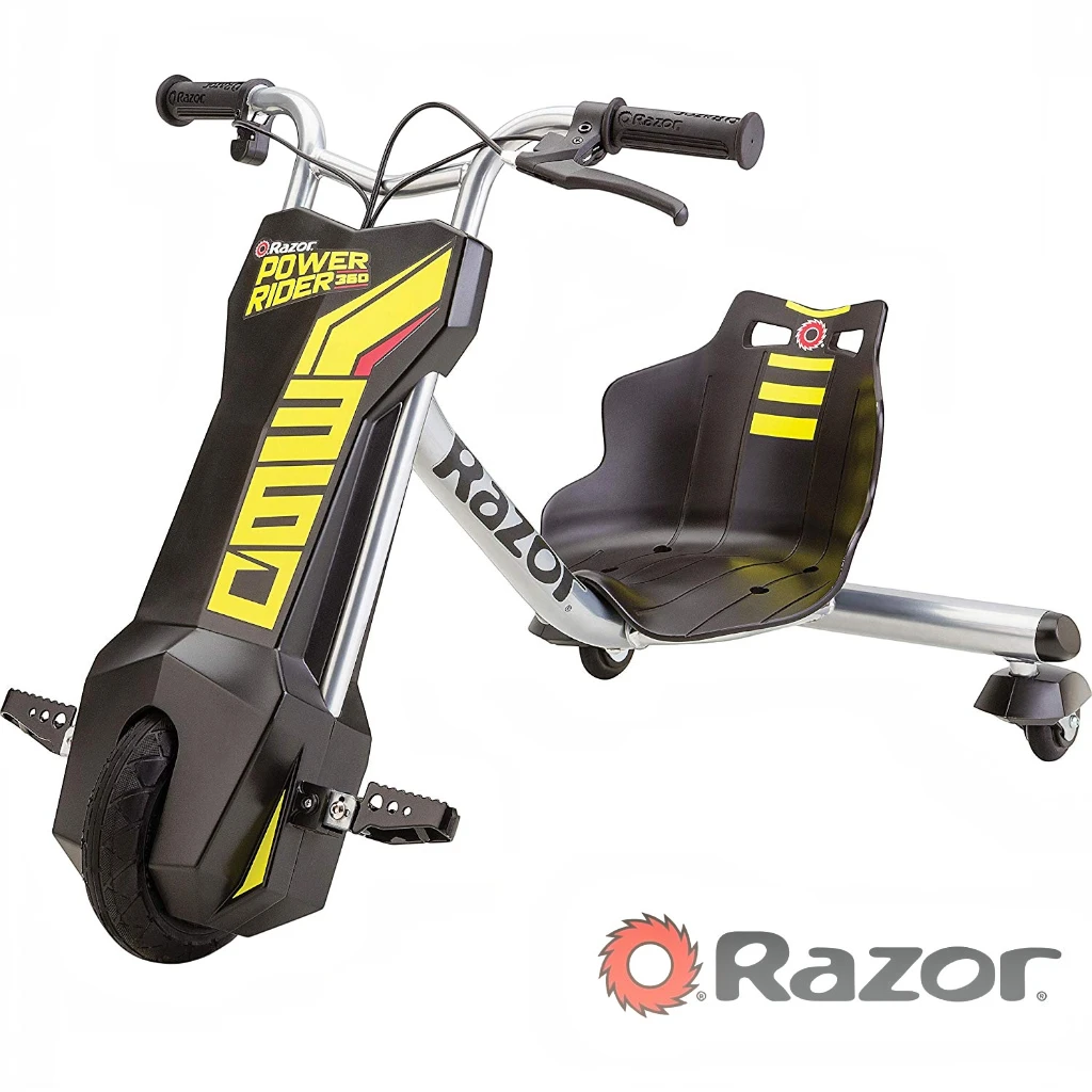 RAZOR POWERRIDER 360 ELECTRIC TRICYCLE — YELLOW/BLACK (13 KM/H)