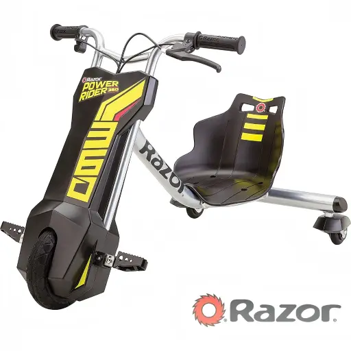 RAZOR POWERRIDER 360 ELECTRIC TRICYCLE — YELLOW/BLACK (13 KM/H)