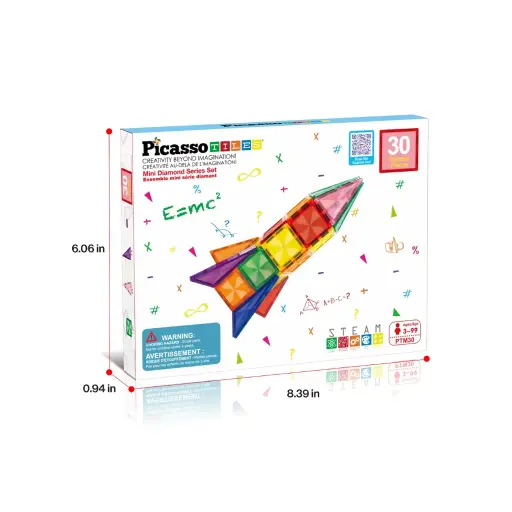 PICASSOTILES — MINI DIAMOND SERIES: ROCKET 30-PIECE MAGNETIC BUILDING SET