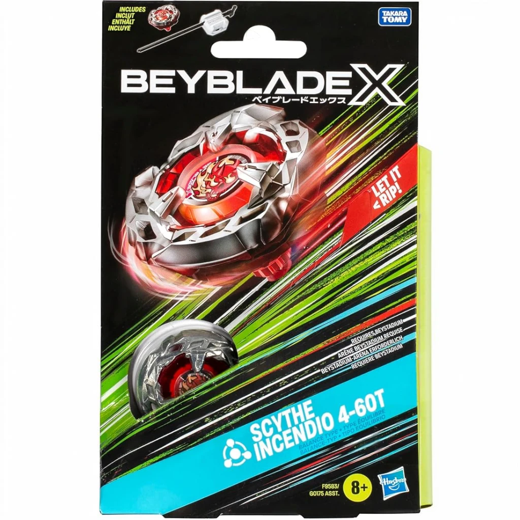 BEYBLADE X — SCYTHE INCENDIO 4-60T STARTER PACK WITH LAUNCHER (AGES 8+)