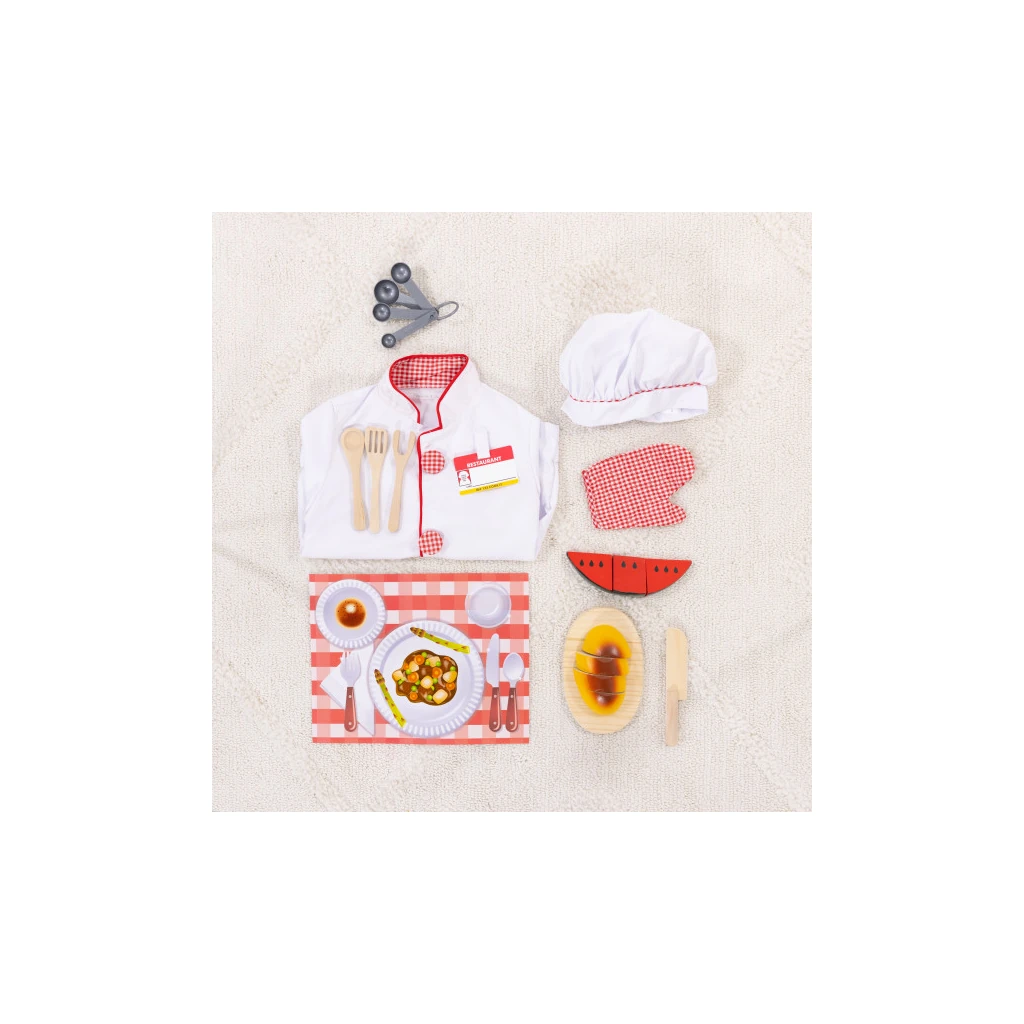 Melissa & Doug Chef Role Play Costume Set – Kids' Chef Jacket, Hat & Cooking Accessories