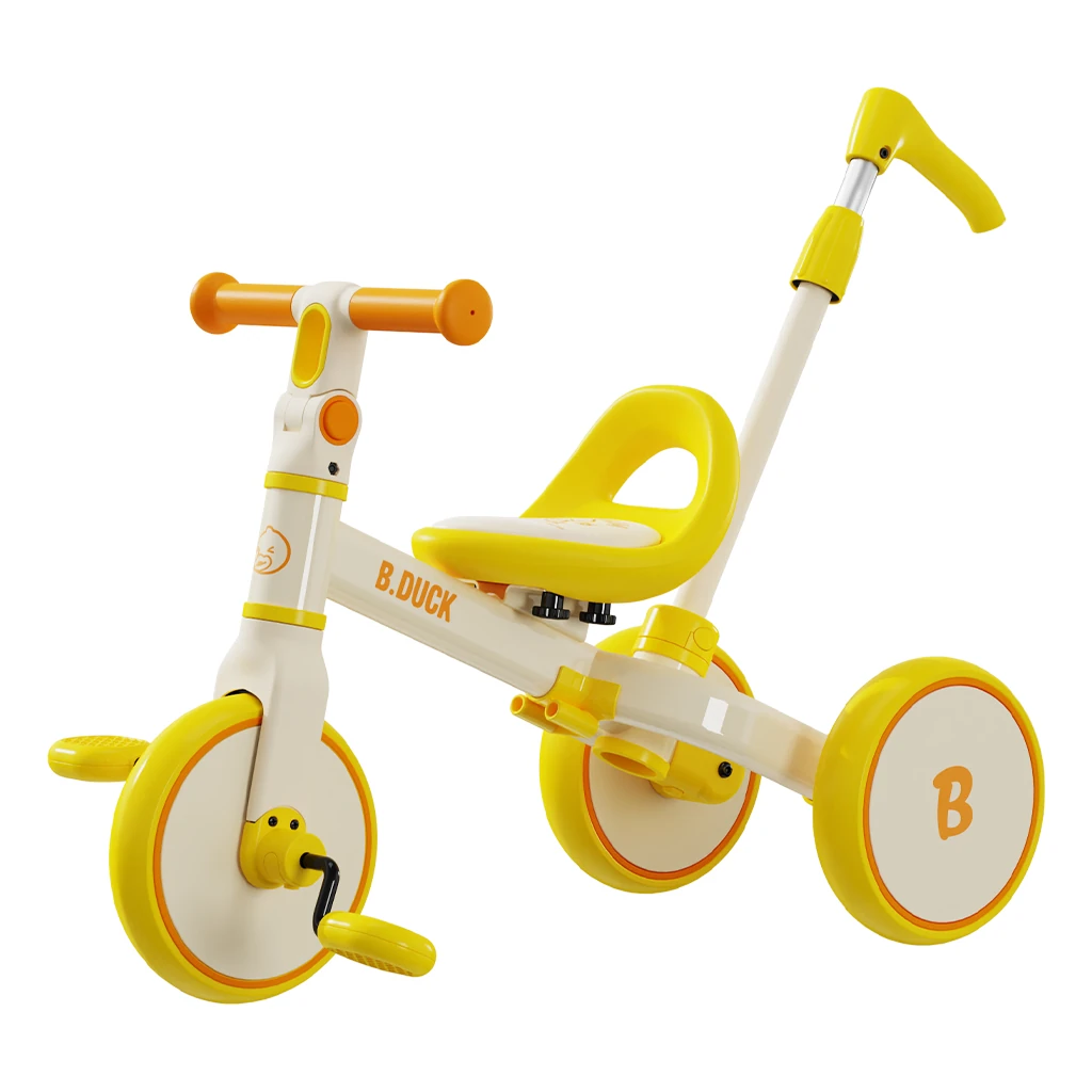 B.Duck 2-in-1 Tricycle & Balance Bike with Push Handle – Yellow (2310)